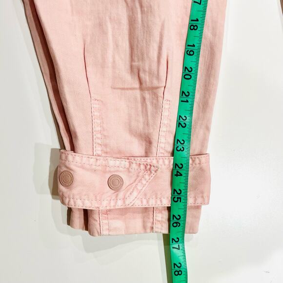 Zimmermann Linen Blend Pants Jeans Rose Pink Sz 0 High Rise Crop Cinched Cuff - Picture 11 of 15